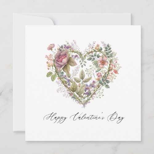 Vintage Floral Heart Valentines Card