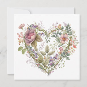 Vintage Floral Heart Valentines Card