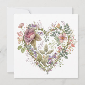 Vintage Floral Heart Valentines Card