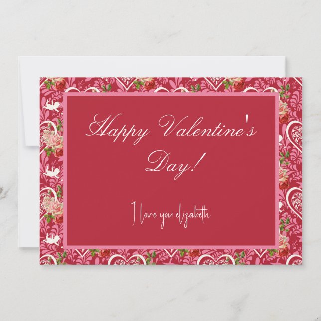 Vintage Floral Heart Valentine's Day Card (Front)