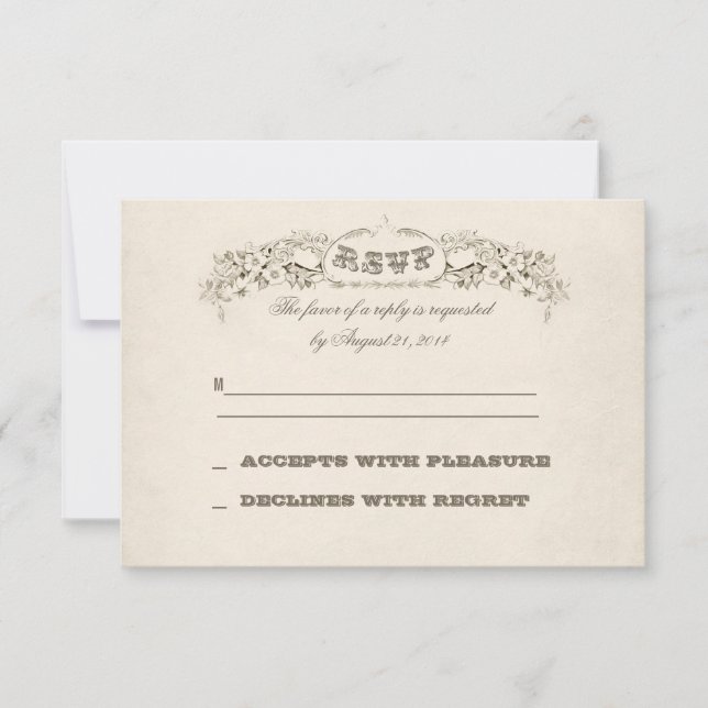 vintage floral heart wedding rsvp design (Front)
