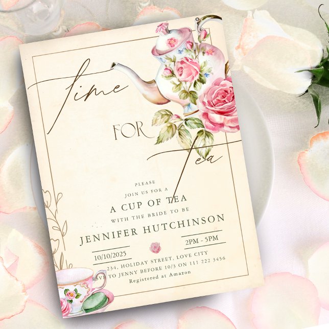 Vintage Floral High Tea Party Bridal Shower Invitation (Vintage Floral High Tea Party Bridal Shower Invitation)