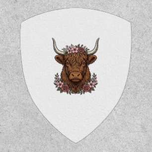 Vintage Floral Highland Cow Vector Shirt Design_1 Patch