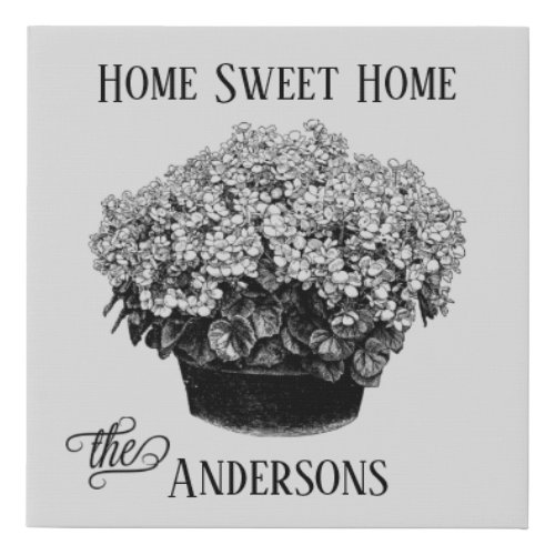 Vintage Floral Home Sweet Home Signature  Faux Canvas Print