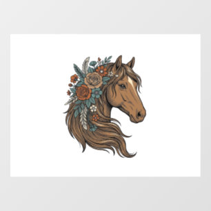 Vintage Floral Horse Head Vector Design_1 Window Cling