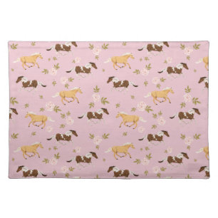 Vintage Floral Horse Pattern Cloth Placemat