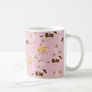 Vintage Floral Horse Pattern Coffee Mug