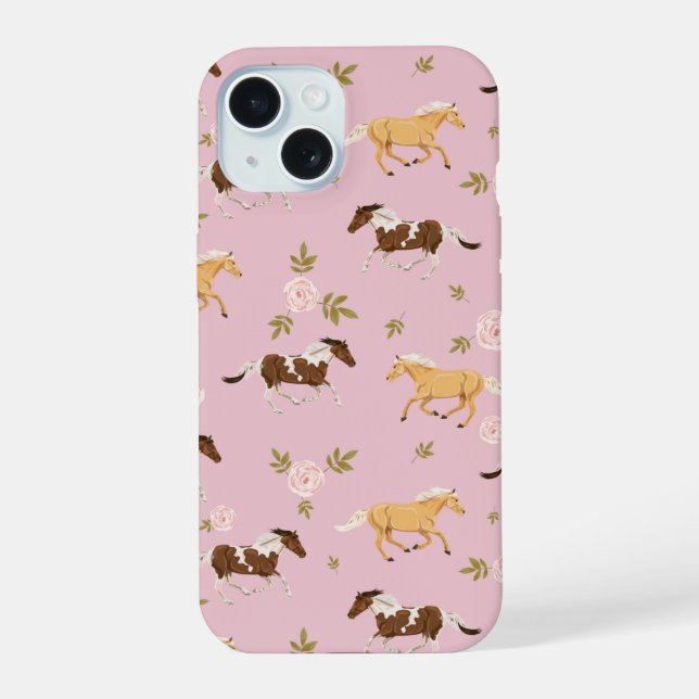 Vintage Floral Horse Pattern Iphone Case (Back)