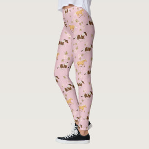 Vintage Floral Horse Pattern Leggings