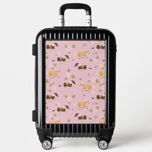 Vintage Floral Horse Pattern Luggage