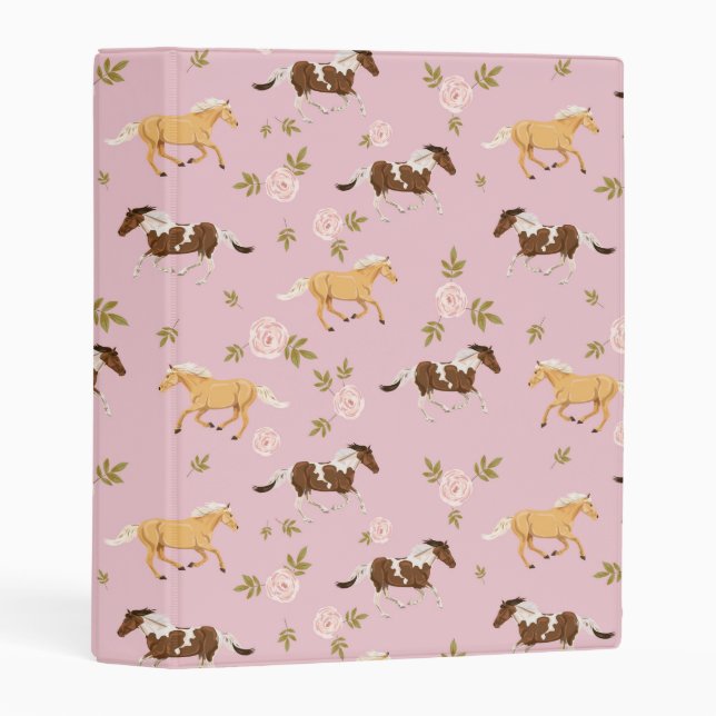 Vintage Floral Horse Pattern Mini Binder (Front/Spine)