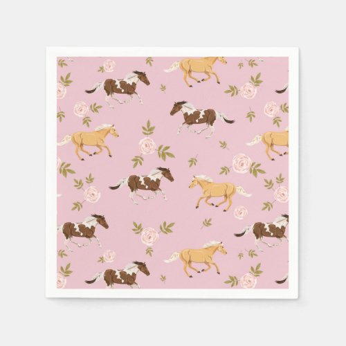 Vintage Floral Horse Pattern Napkins