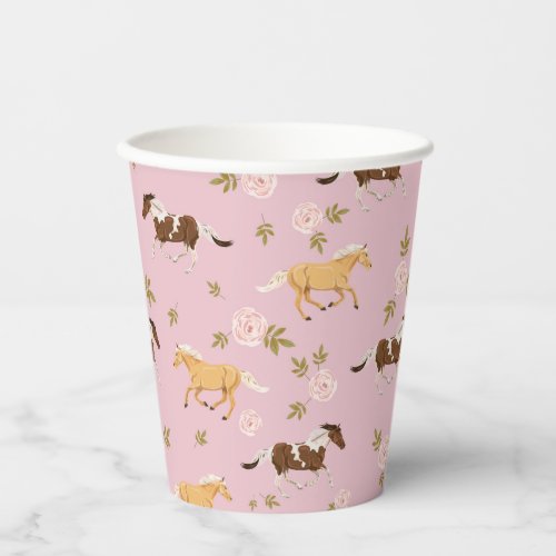 Vintage Floral Horse Pattern Paper Cups