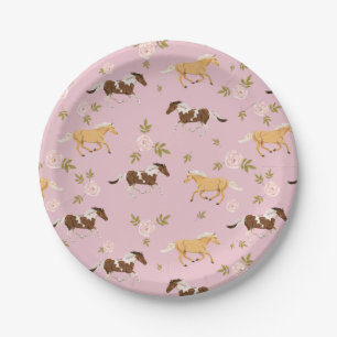 Vintage Floral Horse Pattern Paper Plates