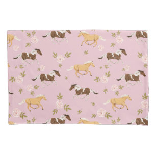 Vintage Floral Horse Pattern Pillow Case