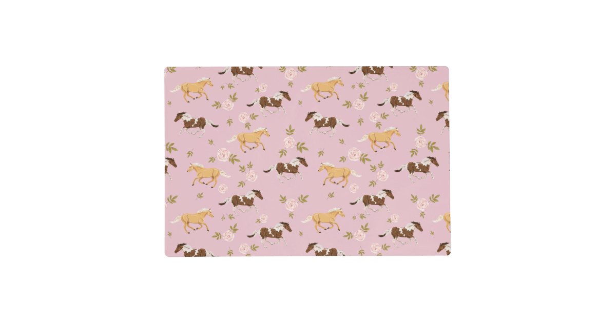 Vintage Floral Horse Pattern Placemat | Zazzle