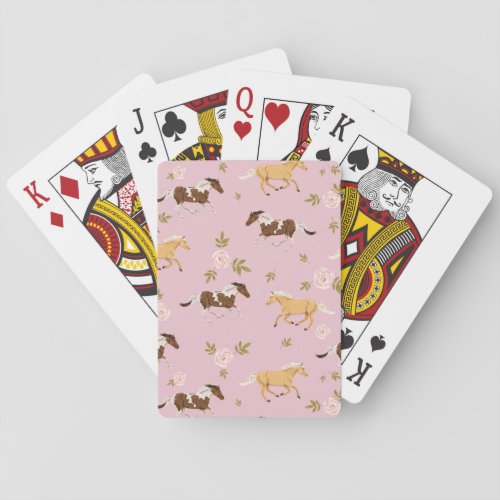 Vintage Floral Horse Pattern Playing Cards
