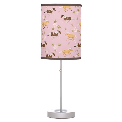 Vintage Floral Horse Pattern Table Lamp