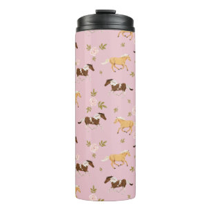 Vintage Floral Horse Pattern Thermal Tumbler