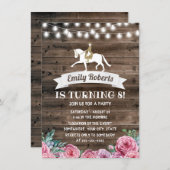 Vintage Floral Horseback Riding Horse Birthday Invitation (Front/Back)