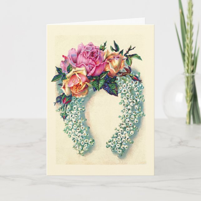 Vintage Floral Horseshoe Card (Front)