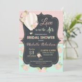 Vintage Floral Hot Air Balloon Bridal Shower Invitation (Standing Front)
