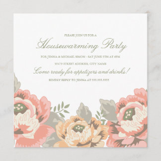 Vintage Floral Housewarming Party Invitation