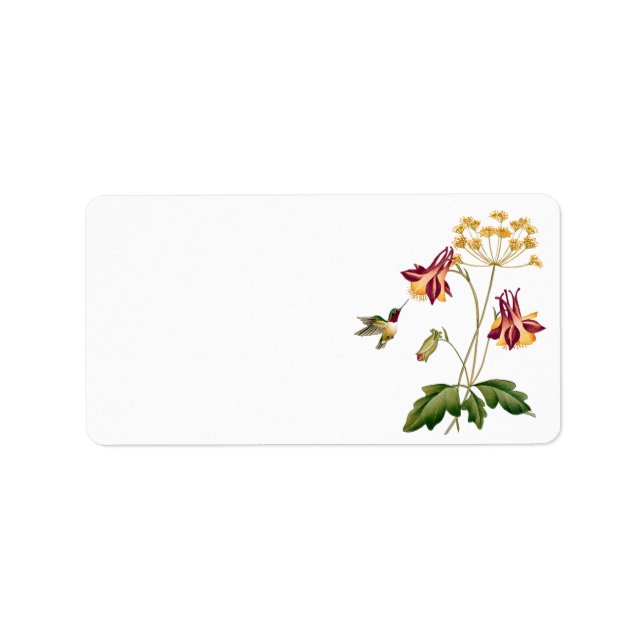 Vintage Floral Hummingbird Botanical Garden Label (Front)
