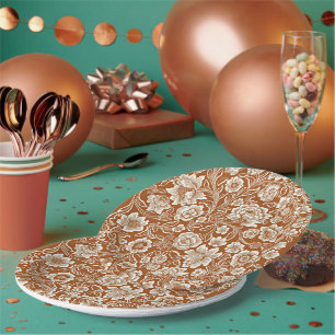 Vintage Floral in Burnt Sienna Paper Plates
