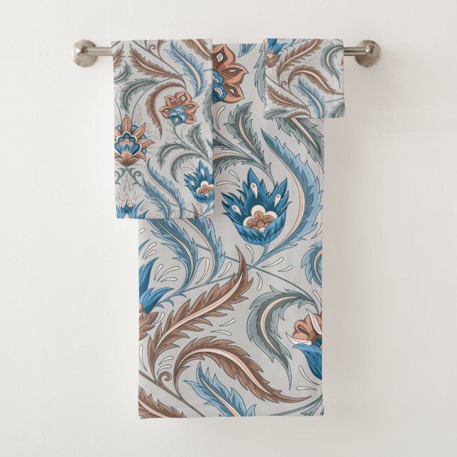 Vintage Floral In Gray Bath Towel Set (Insitu)
