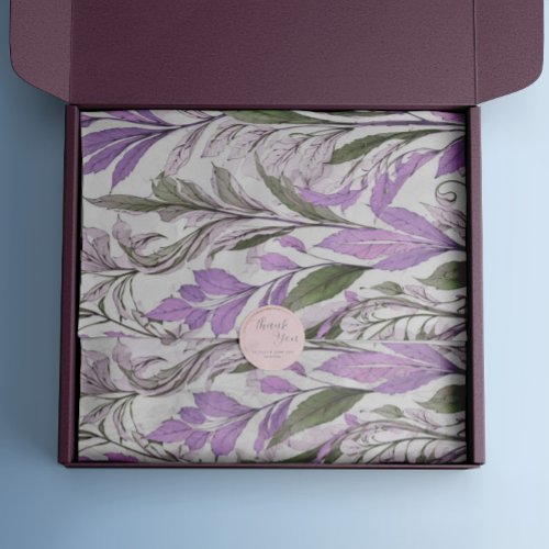 Vintage Floral In Lavender Purple And Green Tissue Paper