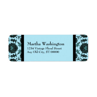 Vintage Floral  in Pale Blue and Dark Teal Label