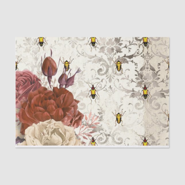 Vintage Floral Insect Tissue Paper (Front)