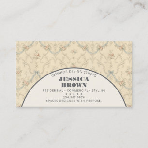 Vintage Floral Interior Designer Elegant French Business Card