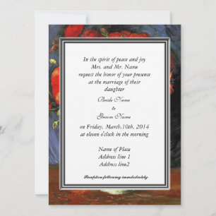 Vintage floral  invitation, van Gogh red poppies Invitation