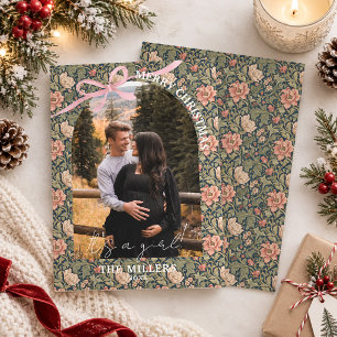Vintage Floral It's a Girl Pretty Christmas Card