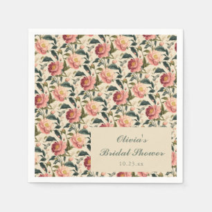 Vintage Floral Ivory Cream Bridal Shower Custom  Napkins