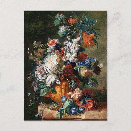 Vintage Floral Jan van Huysum Bouquet of Flowers Postcard