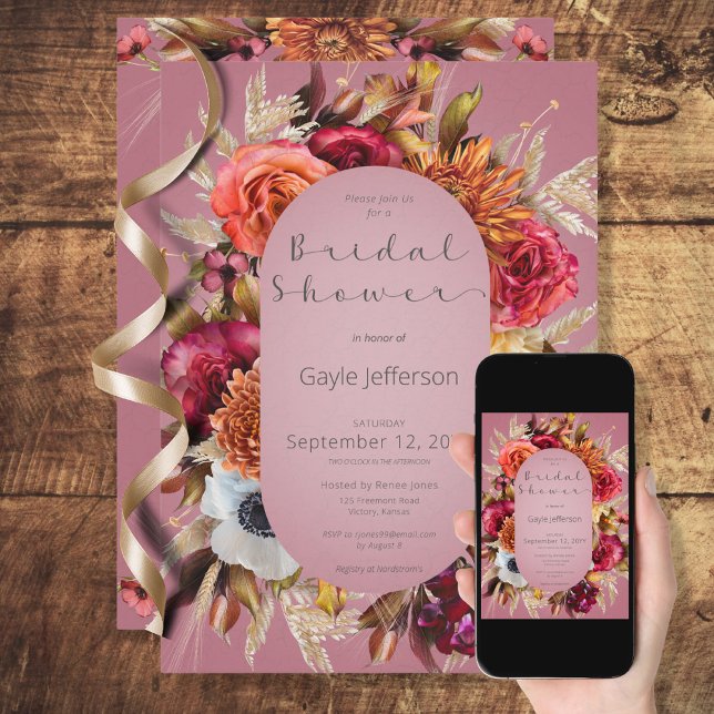Vintage Floral Jewel Fuchsia Frame Invitation (Creator Uploaded)