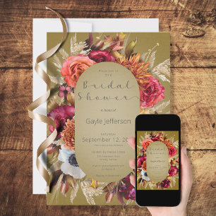 Vintage Floral Jewel Green Shower Invitation