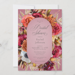 Vintage Floral Jewel Pink Boho Floral Invitation