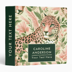 Vintage Floral Jungle Leopard 3 Ring Binder