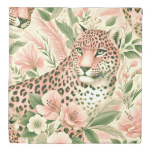 Vintage Floral Jungle Leopard Duvet Cover