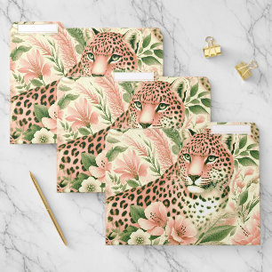 Vintage Floral Jungle Leopard File Folder
