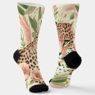 Vintage Floral Jungle Leopard Socks