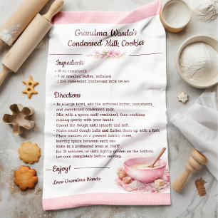 Vintage Floral Kitchen Recipe Keepsake  Towel