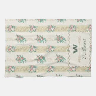 Vintage Floral Kitchen Towel with Personalization