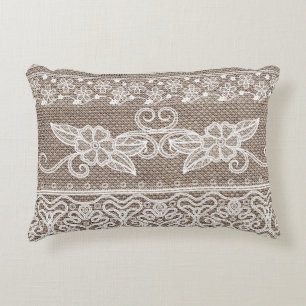 Vintage Floral Lace Art Accent Pillow