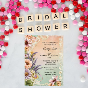 Vintage Floral Lace Elegant Romantic Bridal Shower Invitation