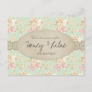 Vintage Floral Lace Gift Certificate Postcard